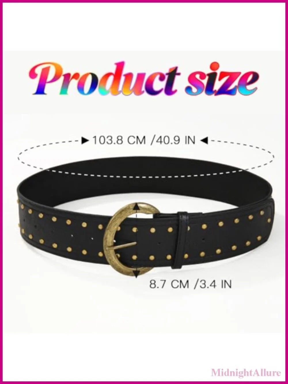 Wide Studded Leather Belt Chunky Vintage Thick Waist Belt for Women